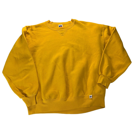 Vintage Russell Athletic Sweat Shirt Adult XL Yellow Sweater Mustard Crewneck