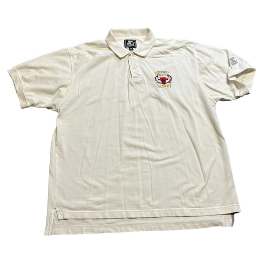 Vintage Chicago Bulls Starter Polo Shirt Mens XL White 90's Three Peat NBA