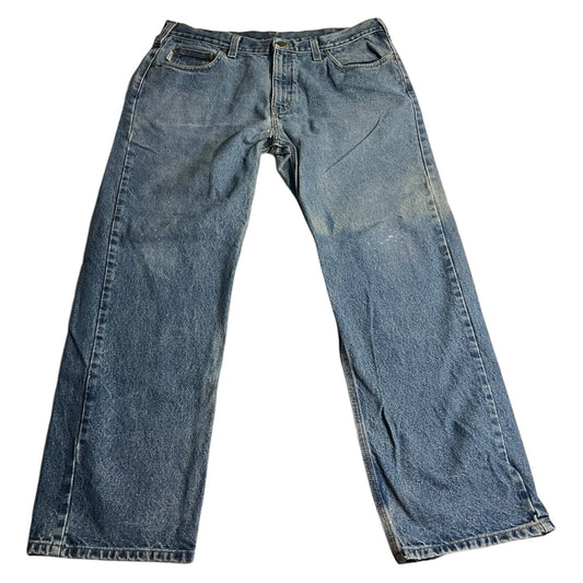 Carhartt Jeans Mens Mens 38x32 B460 DVB Blue Denim Relaxed Fit Workwear Pants