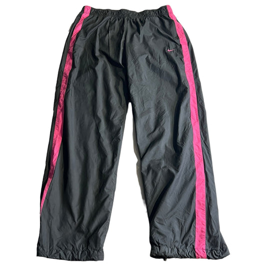 Nike Track Pants Womens Medium Black Pink Jump Suit Nylon Vintage Y2K