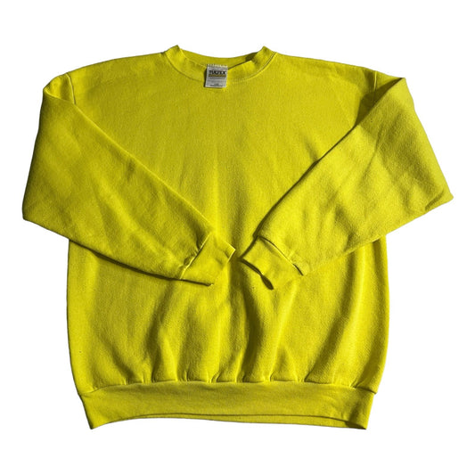 Vintage Blank Sweater Tultex Womans Large Neon Yellow 90's Basic Crewneck
