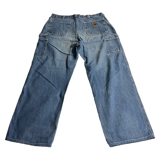 Carhartt Carpenter Jeans Mens 38x36 B13 DST Blue Denim Original Dungaree Fit