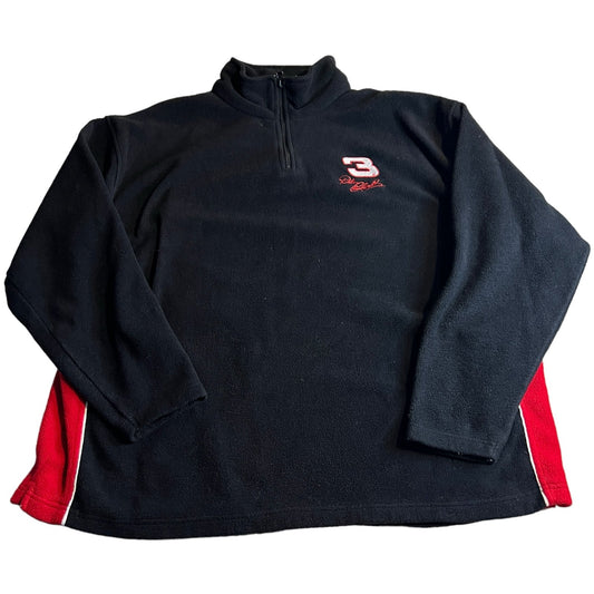Dale Earnhardt Sweater Mens XL Black Quarter Zip Pullover Fleece NASCAR Y2K