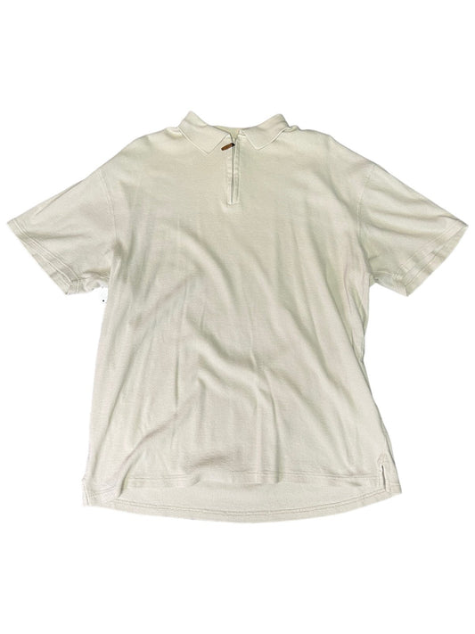 Pendleton Polo Shirt Mens Large Quarter Zip Short Sleeve Preppy Cream White
