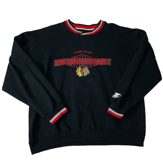 Vintage Chicago Blackhawks Sweater Mens XL STARTER Crewneck Embroidered 90's