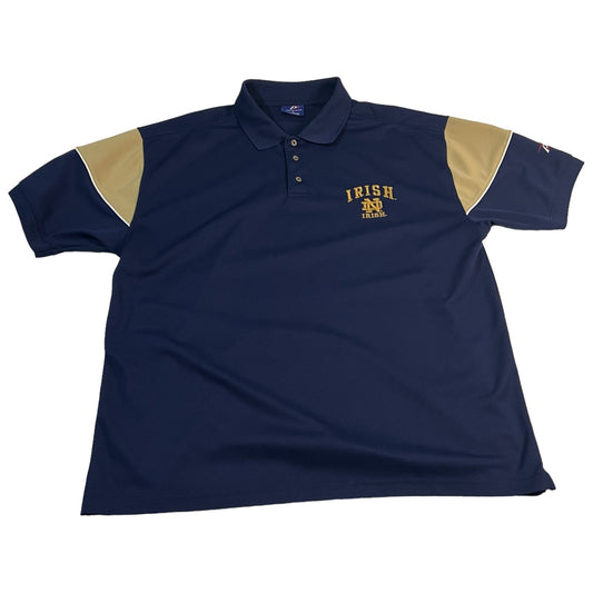 Notre Dame Polo Shirt Mens XL Short Sleeve Pro Player Fighting Irish Navy Blue