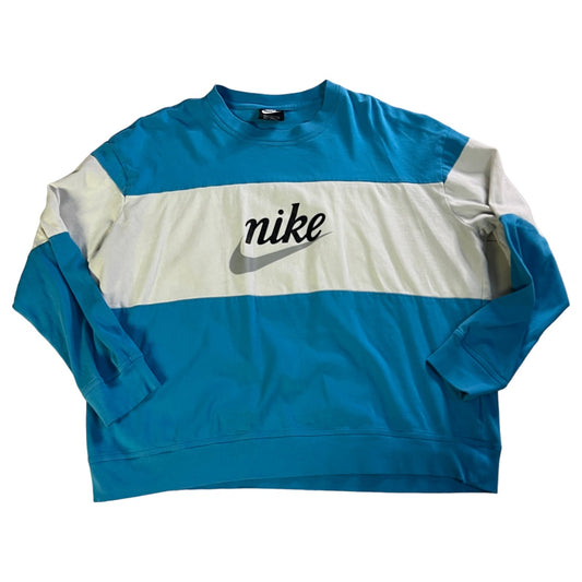 Nike Sweatshirt Adult XL Sweater Center Swoosh White Blue Y2K Pullover Cotton