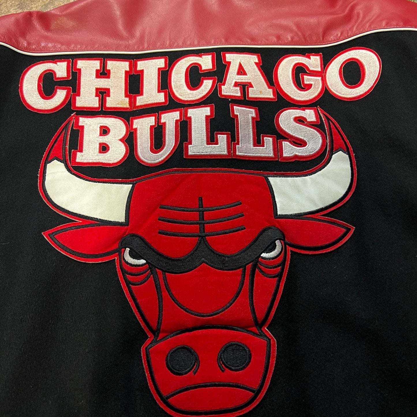 Vintage Chicago Bulls Jeff Hamilton Jacket Mens Large 1996 Wool NBA Button Black
