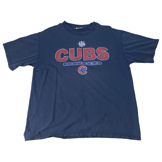 Vintage Chicago Cubs Shirt Mens Large Short Sleeve Lee Sports MLB Blue