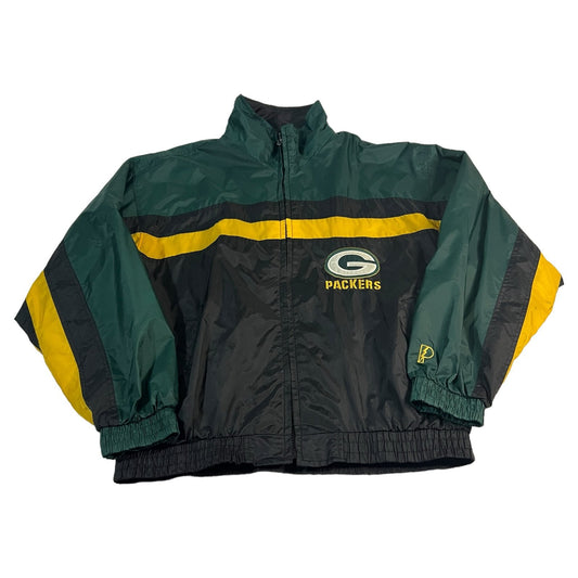 Vintage Green Bay Packers Jacket Mens XL Pro Player Windbreaker Zip Up NFL