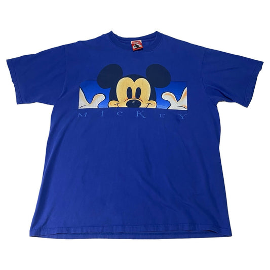 Vintage Disney Shirt Mens Large Mickey Mouse 90's Blue Short Sleeve