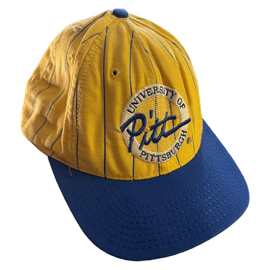Vintage University of Pittsburgh Hat Pinstripe The Game Yellow Snapback NCAA