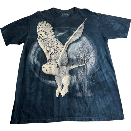The Mountain Shirt Mens XL Great White Owl Animal Nature Short Sleeve Blue Y2K