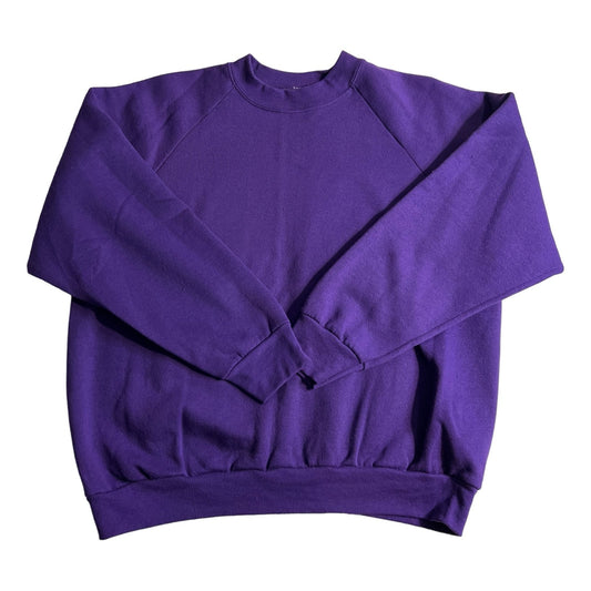 Vintage Blank Sweater Fruit of the Loom Womans Large Purple Crewneck Basic 90's