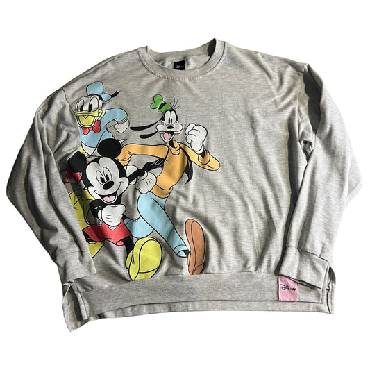 Disney Sweater Kids Youth Juniors XL Gray Mickey Mouse Pluto Minnie Goofy