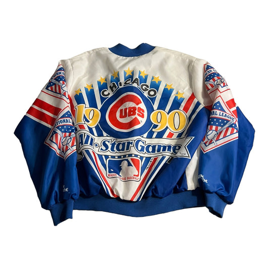 Vintage Chicago Cubs Jacket Mens XL 1990 All Star Game Chalk Line MLB Button