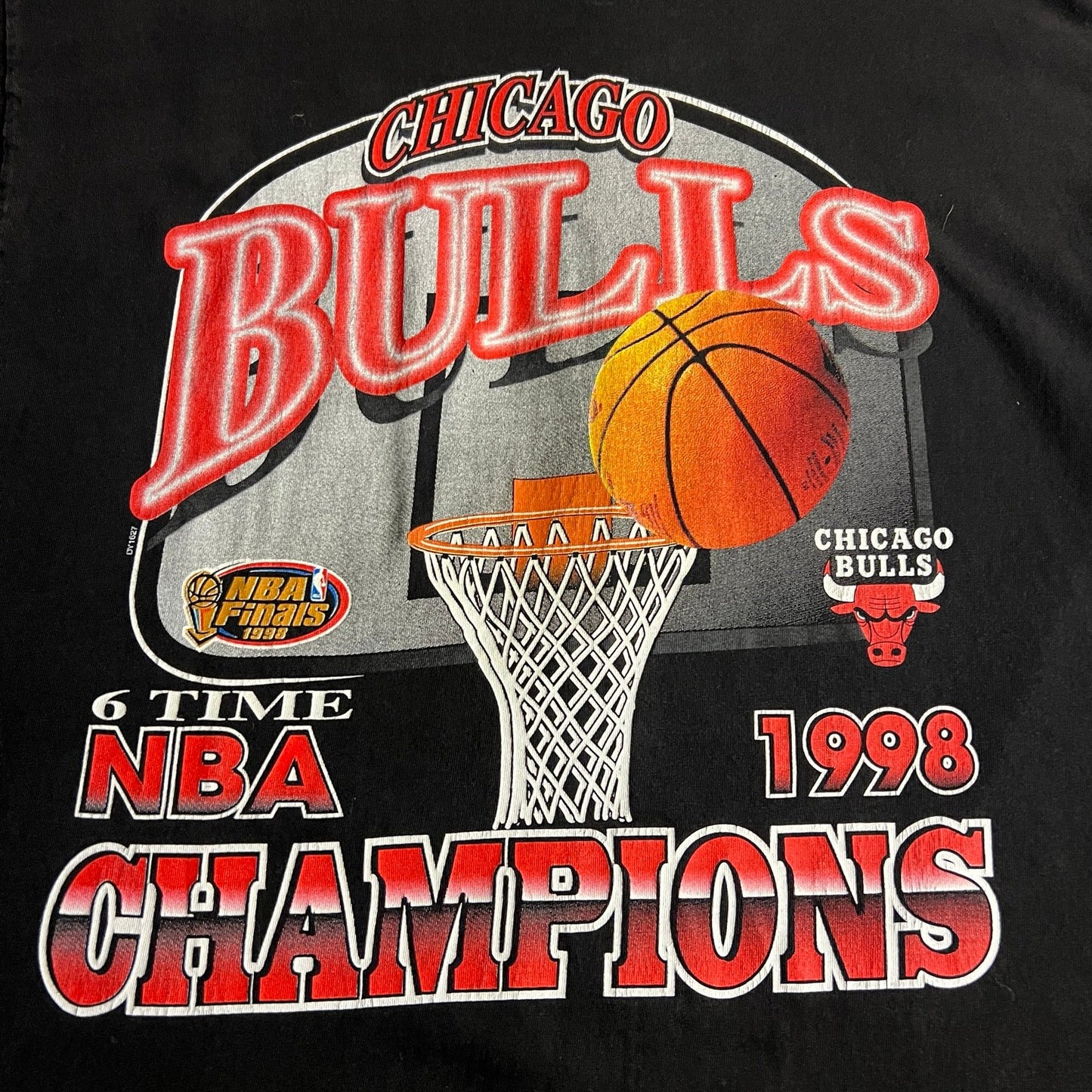 Vintage Chicago Bulls Shirt Mens XL 1998 6 Time NBA Champions Short Sleeve Black