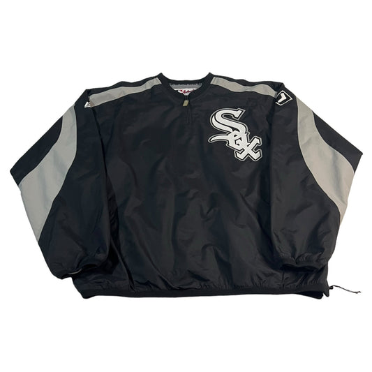 Chicago White Sox Jacket Mens XL Windbreaker Majestic MLB Black Pullover