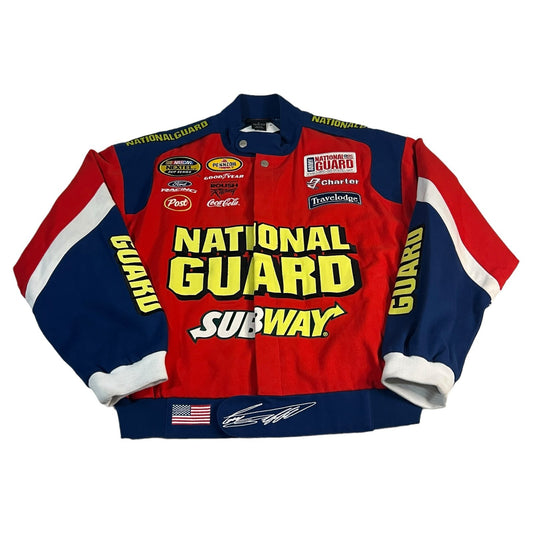Vintage NASCAR Jacket Mens Large National Guard Subway Racing Team Caliber