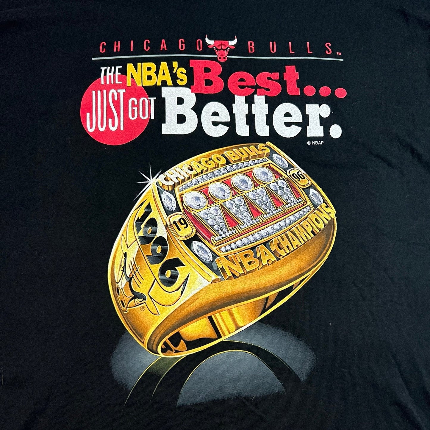 NWT Vintage Chicago Bulls Shirt Mens XL 1996 Black Championship Ring Pro Player