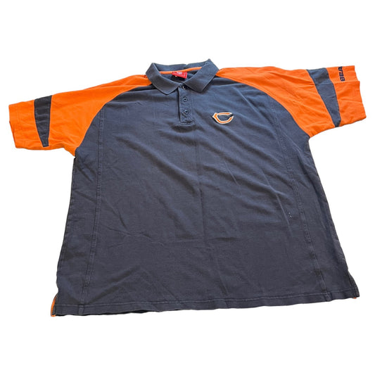Chicago Bears Polo Shirt Mens XL NFL Short Sleeve Collared Blue Orange Football