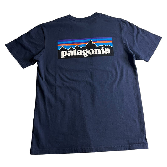 Patagonia Shirt Mens Medium P-6 Logo Responsibill-Tee Short Sleeve Blue Regular