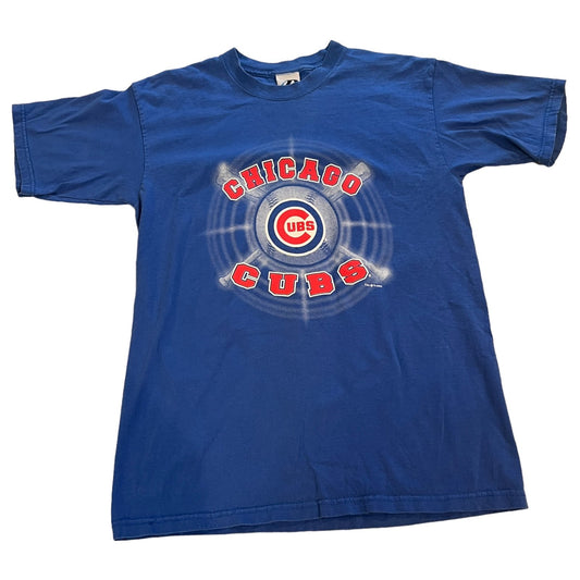Vintage Chicago Cubs Shirt Dynasty Mens Medium Short Sleeve Blue Y2K MLB