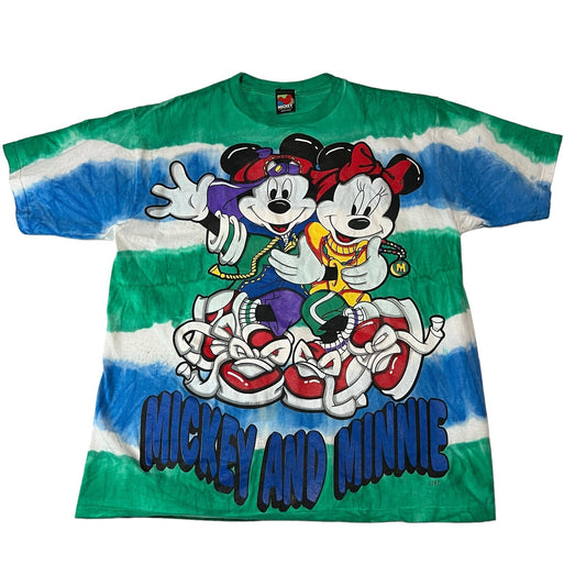 Vintage Mickey and Minnie Mouse Shirt Womans XL Unlimited Tie-Dye Jerry Leigh