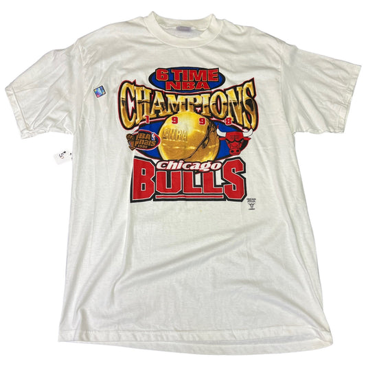 NWT Vintage Chicago Bulls Shirt Mens XL NBA Finals 6 Time NBA Champions White