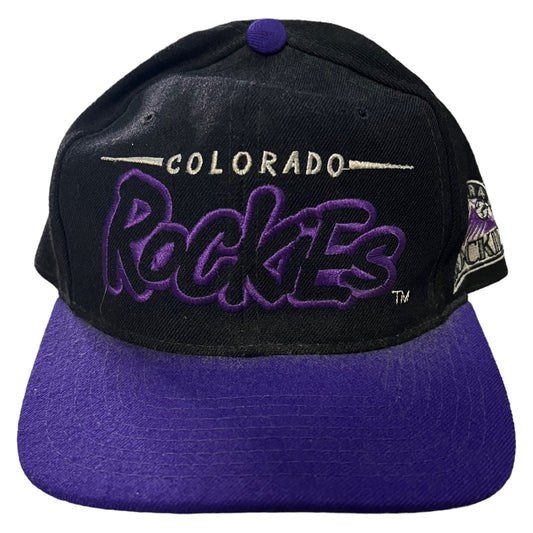 Colorado Rockies Snapback Hat Starter Genuine Merchandise Wool Black Purple MLB