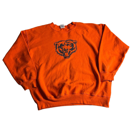 Chicago Bears Sweat Shirt Adult Large Orange Sweater Crewneck Logo NFL Football