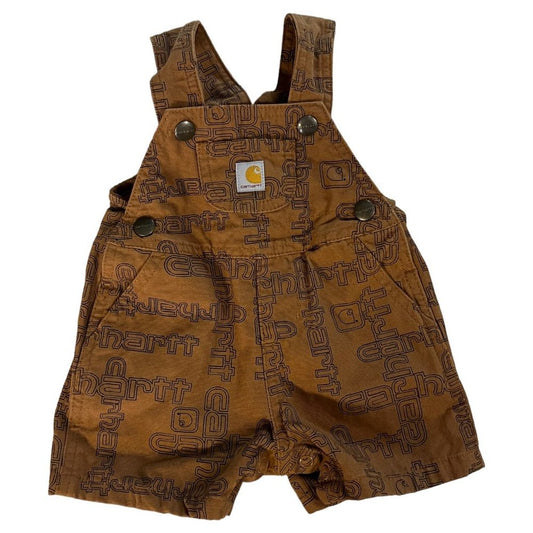 Carhartt Overalls Toddler Infant 6M Brown Workwear Rugged Bib Pants 2 Piece