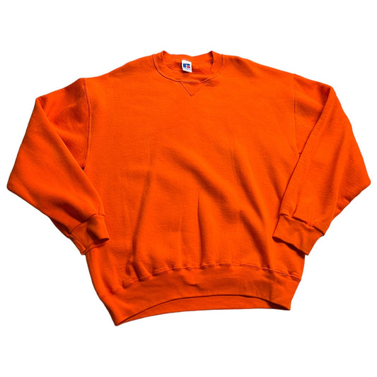 Vintage Russell Athletic Sweatshirt Mens XLT Orange Sweater Y2K Pullover Basic