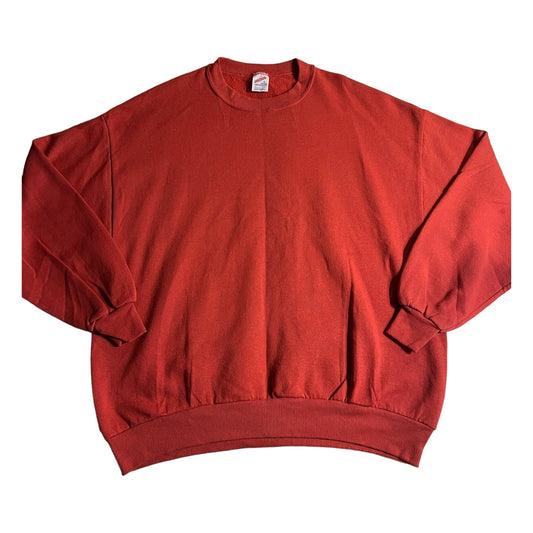 Vintage Blank Sweater Jerzees Womans 2X XXL Burnt Red Crewneck 90's Basic