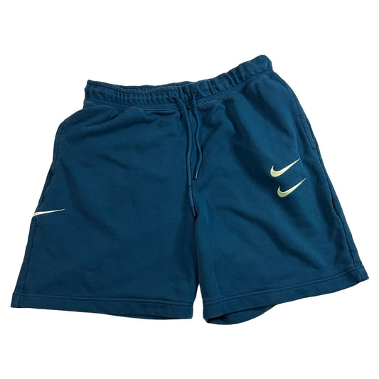 Nike Shorts Mens Large Swoosh Logo Blue Athletic Above Knee French Terry Cloth