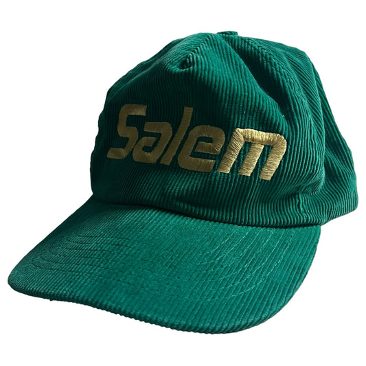 Vintage 80's Salem Corduroy Hat Cigarettes Snapback Green Gold Medal