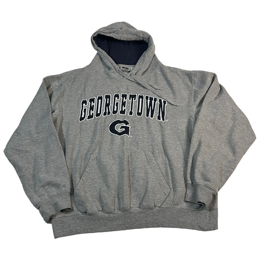 Vintage Georgetown Bulldogs Hoodie Mens Large Gray Stadium Sweat Shirt Sweater