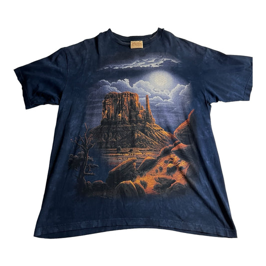 Vintage The Mountain Shirt Mens XL Dessert Nightscape 234221 Blue Short Sleeve