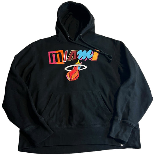 Miami Heat Hoodie Mens Large 47 Brand 2021/22 City Edition Sweat Shirt Black NBA