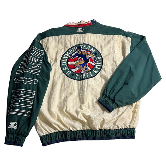 Vintage Olympics Jacket STARTER Mens Large Olympics USA Windbreaker Zip Up 90's