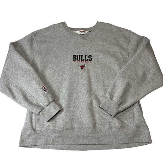 Vintage Chicago Bulls Sweater Nike Mens XL Gray Crewneck 90s 1998 Embroidered