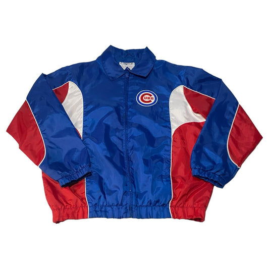 Chicago Cubs Windbreaker Jacket Mens Medium Zip Up Embroidered Blue Red