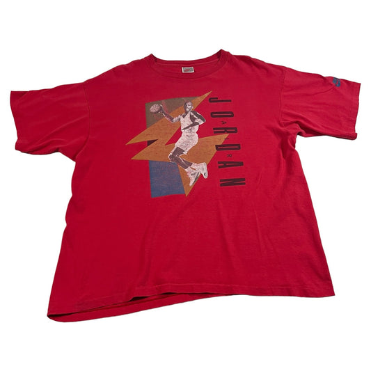 Vintage Michael Air Jordan Shirt Mens Large Red Short Sleeve 90's Single Stitch