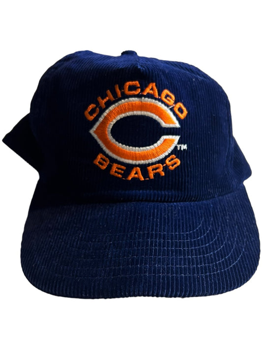 Vintage Chicago Bears Corduroy Snapback Hat NFL Cap Blue Orange Football