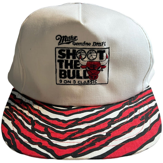 Vintage Chicago Bulls Hat Snapback 90's 3 on 3 Classic Zebra NBA Cap White