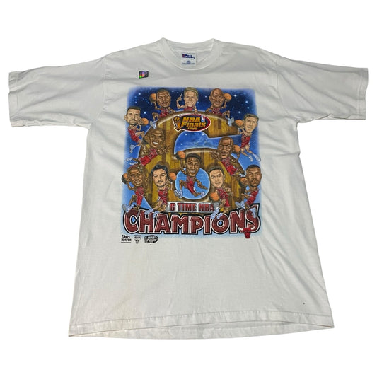 NWT Vintage Chicago Bulls Caricature Shirt Pro Player Mens Large 6 Time Champs