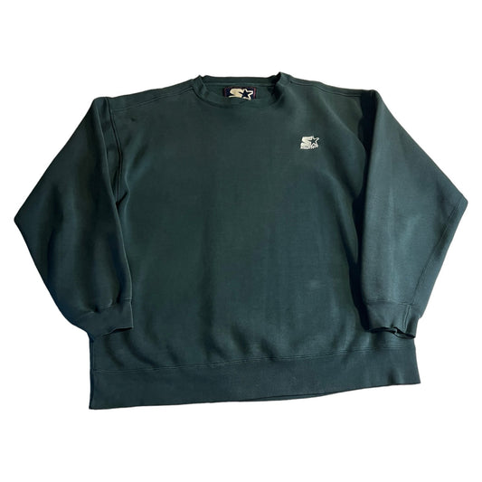 Vintage STARTER Sweater Mens Large Green Crewneck 90's Pullover Basic Essential