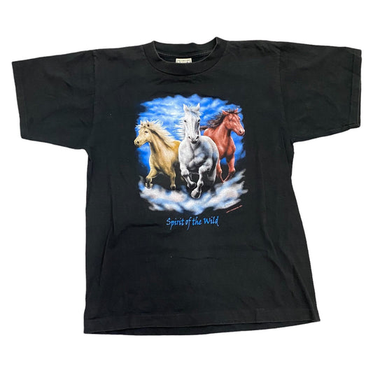 Vintage Horse Shirt Adult Medium Short Sleeve Alore 2000 Black Animal Y2K