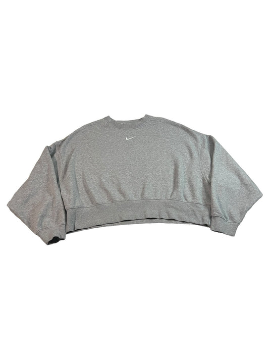 Nike Center Swoosh Cropped Sweater Womans Medium Gray Basic Essential Crewneck