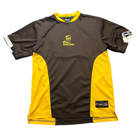 Chase Authentics Dale Jarrett Shirt Mens Medium UPS Brown Yellow Nascar Racing